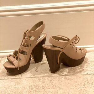 Brand New Guess Lace Up Wooden Heels